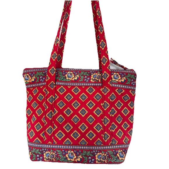 Vera Bradley Handbags - Vera Bradley Betsy Purse Tote Villa Red Pattern Retired Shoulder Bag Vintage